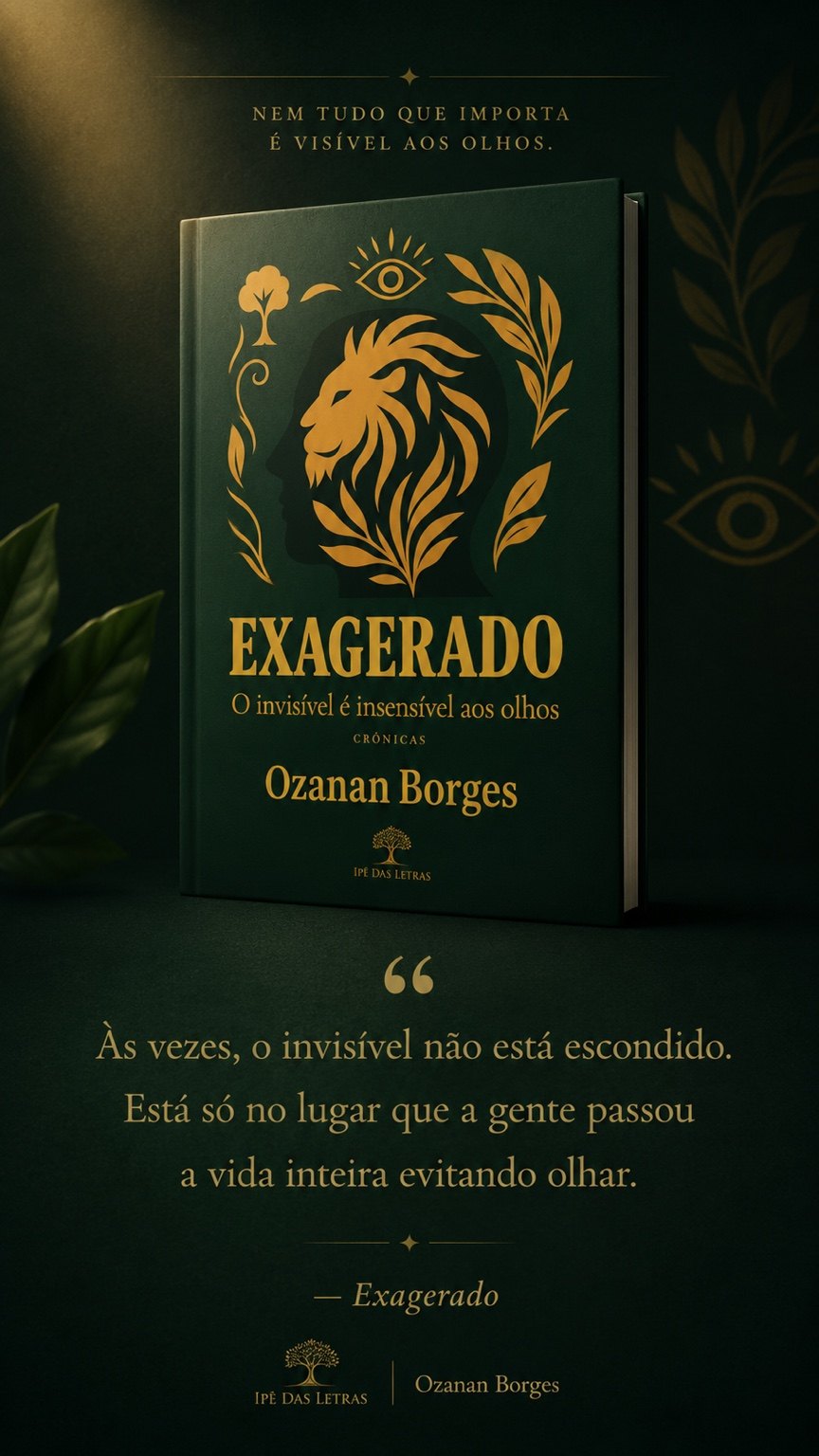 Imagem do próximo livro Exagerado — O Invisível é Insensível aos Olhos